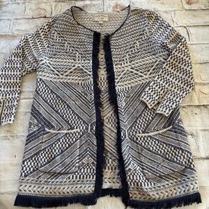 Lucky Brand Dark Blue and Cream Cardigan